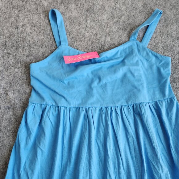 Lilly Pulitzer Miri Midi Dress Lunar Blue Women's L Tiered Adjustable Resort NWT - Picture 3 of 10